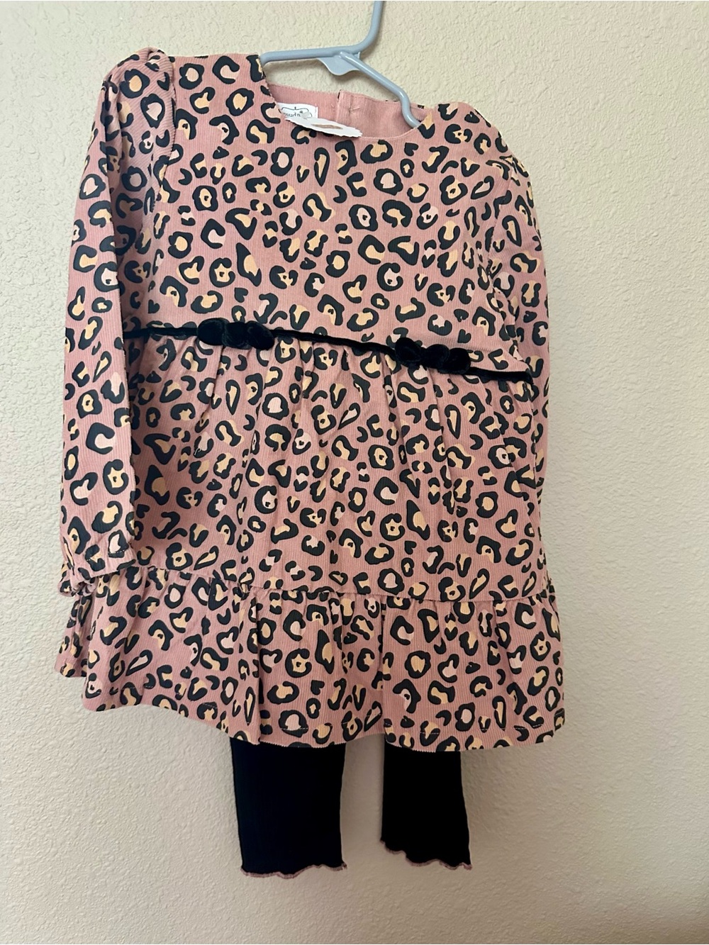 Mud Pie Pink Leopard-Print Dress with Black and Tan Spots